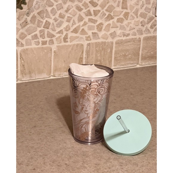 STARBUCKS 2018 Clear Acrylic Tumbler  W/Gold Siren 16oz W/Straw - RARE - Picture 9 of 9